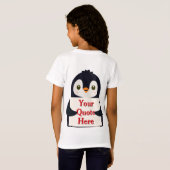 Happy penguin holding a sign to personalize t-shirt (Achterkant volledig)