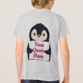 Happy penguin holding a sign to personalize Tri-Blend shirt (Achterkant)