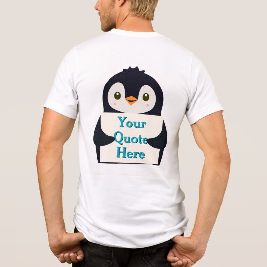 Happy penguin holding a sign to personalize Tri-Blend shirt (Achterkant)