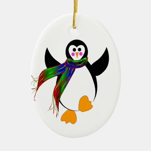 Happy Penguin Keramisch Ornament (Voorkant)