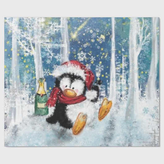 Happy Penguin - Kerstmis Cadeaupapier (Vlak)