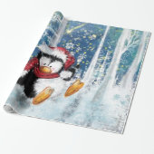 Happy Penguin - Kerstmis Cadeaupapier (Uitgerold)