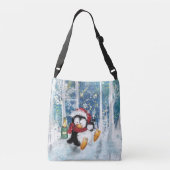 Happy Penguin - Kerstmis Crossbody Tas (Achterkant)