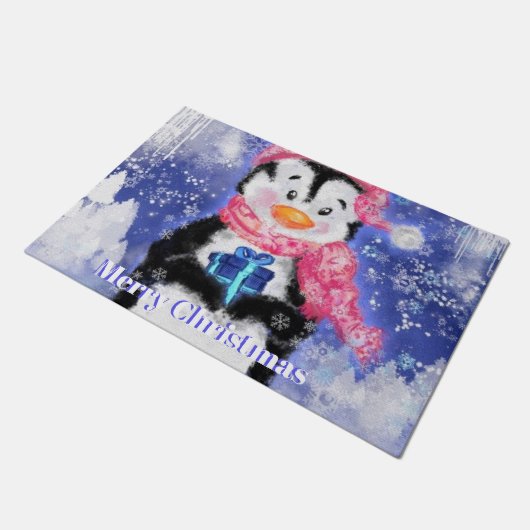 Happy Penguin - Kerstmis - Deurmat (Schuin)