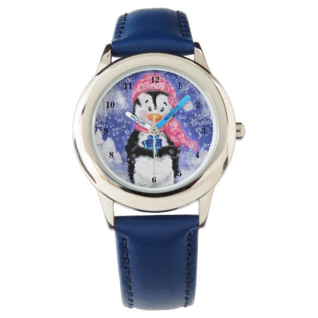Happy Penguin - Kerstmis - Horloge (Voorkant)