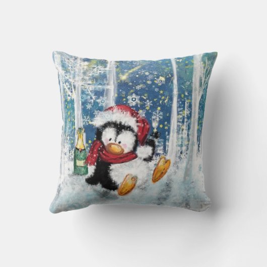 Happy Penguin - Kerstmis Kussen (Achterkant)