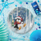 Happy Penguin - Kerstmis Papieren Bordje (Feest)