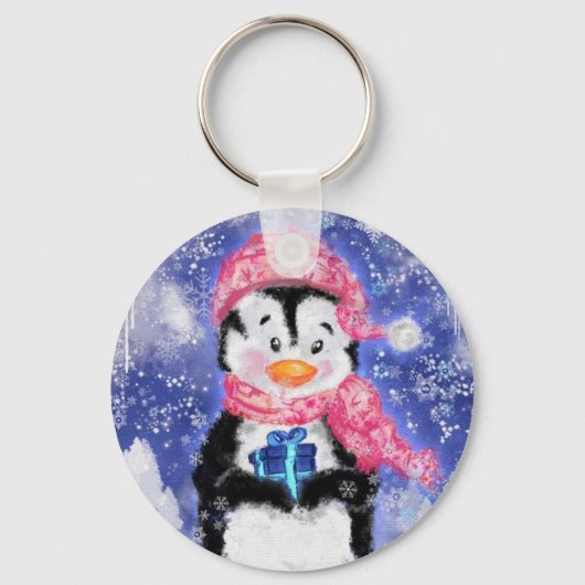 Happy Penguin - Kerstmis Sleutelhanger (Voorkant)