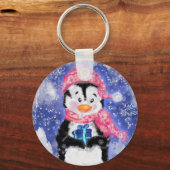Happy Penguin - Kerstmis Sleutelhanger (Voorkant)