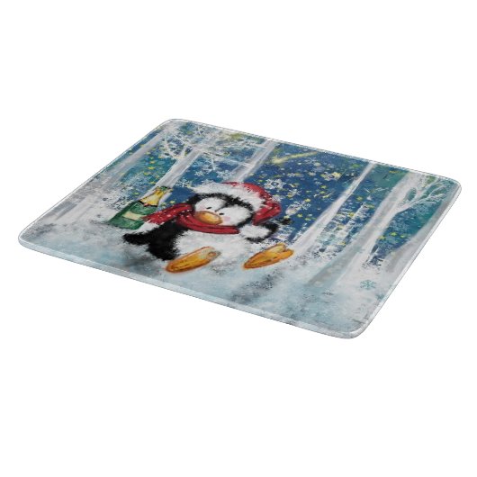 Happy Penguin - Kerstmis Snijplank (Hoek)