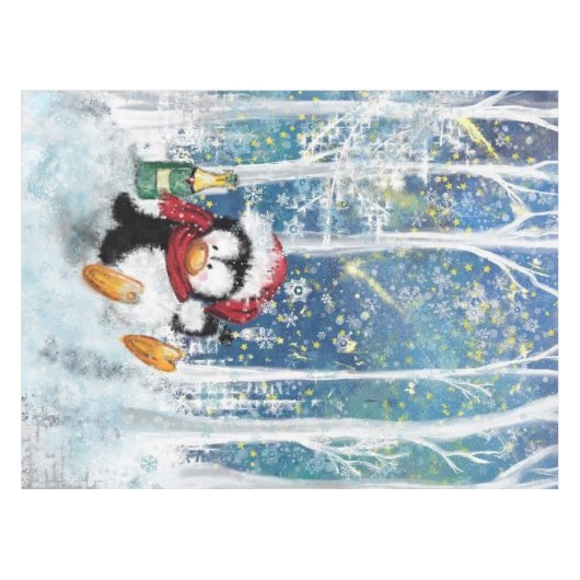 Happy Penguin - Kerstmis Tafelkleed (Voorkant (Horizontaal))