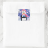 Happy Penguin - Kerstmis - Vierkante Sticker (Tas)