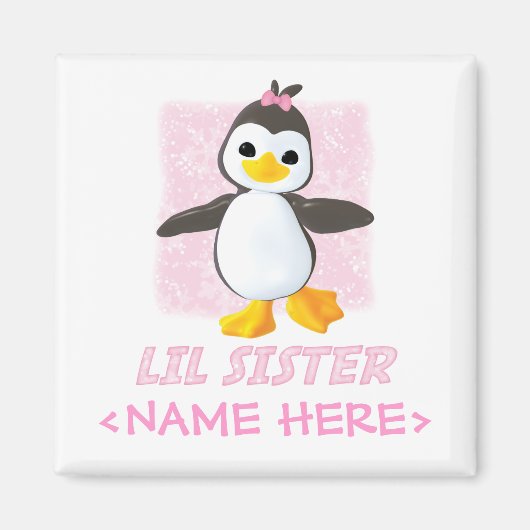 Happy Penguin Little Sister Magneet (Voorkant)