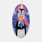 Happy Penguin - Merry Kerstmis - Cute - Metalen Ornament (Voorkant Rechts)