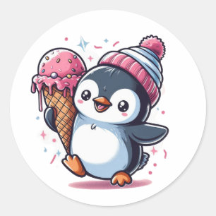 Happy Penguin met Ice Cream Cone Sticker
