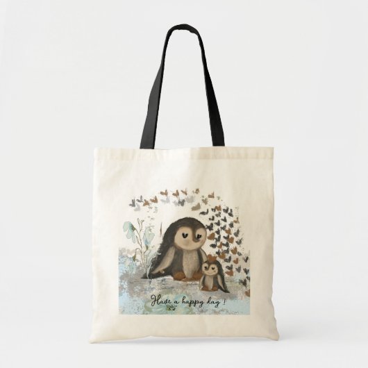 Happy Penguin Mom & baby Tote Bag (Voorkant)
