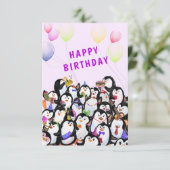 Happy Penguin Party Funny Birthday Kaart (Staand voorkant)