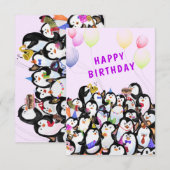 Happy Penguin Party Funny Birthday Kaart (Voorkant / Achterkant)
