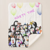 Happy Penguin Party Sherpa Deken - Aangepaste teks (Voorkant)