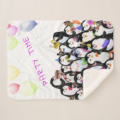 Happy Penguin Party Sherpa Deken - Aangepaste teks (Voorkant (horizontaal))