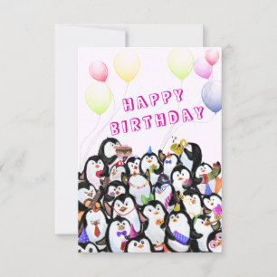 Happy Penguin Party Verjaardag Kaart - 