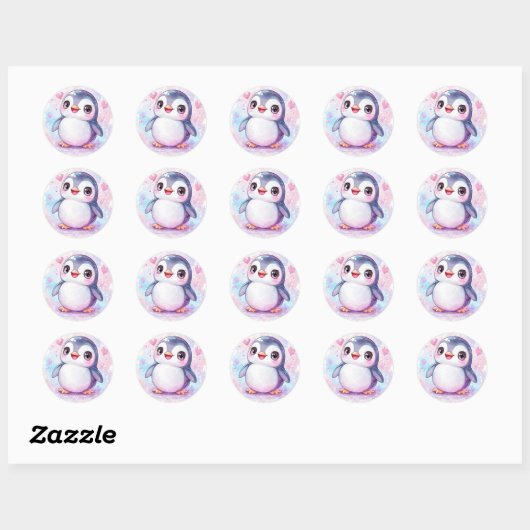 Happy Penguin Round Pastel Sticker (Vel)