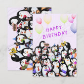 Happy Penguin Verjaardag Kaart (Voorkant / Achterkant)