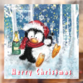 Happy Penguin - Vrolijk kerstfeest - Cheers - Fun Raamsticker (Vel 2)