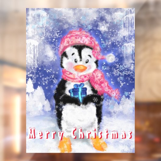 Happy Penguin - Vrolijk kerstfeest - Kute - Tekeni Raamsticker (Vel 2)