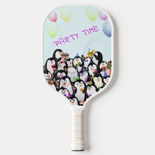 Happy Penguins Birthday Party Pickleball Paddle (Voorkant)