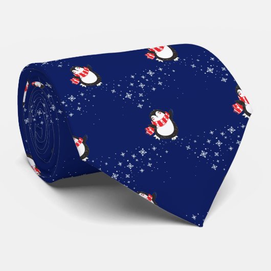 Happy Penguins dansen in de sneeuwkerst Stropdas (Opgerold)