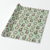 Happy Penguins die kerstmannetjes met oorsuizen dr Cadeaupapier (Uitgerold)