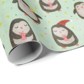 Happy Penguins die kerstmannetjes met oorsuizen dr Cadeaupapier (Rol Hoek)