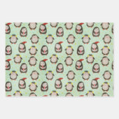 Happy Penguins die kerstmannetjes met oorsuizen dr Inpakpapier Vel (Voorkant 2)