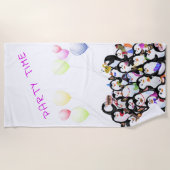 Happy Penguins Party Beach Towel Cartoon Strandlaken (Voorkant)