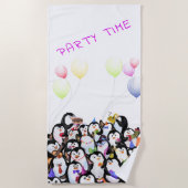 Happy Penguins Party Beach Towel Cartoon Strandlaken (Voorkant)