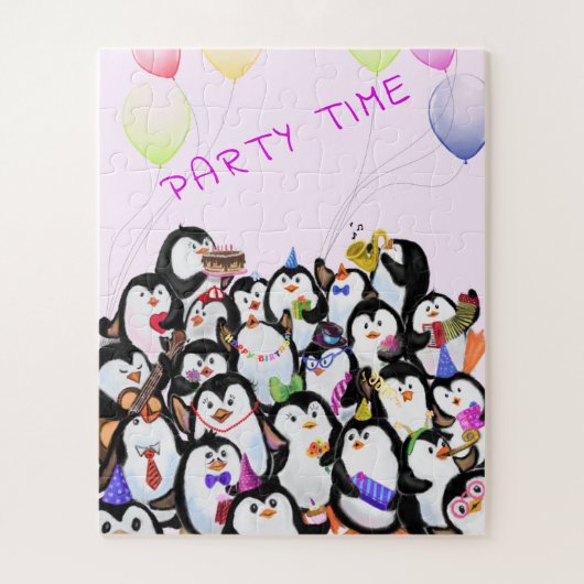 Happy Penguins Party Cartoon Drawing - Cute Fun Legpuzzel (Verticaal)