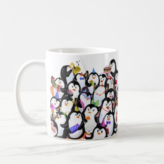 Happy Penguins Party Coffee Mok Cartoon (Links)