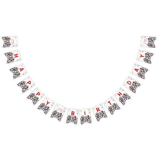 Happy Penguins Party Fun Tekening - Happy Birthday Vlaggetjes (Alle)