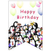 Happy Penguins Party Fun Tekening - Happy Birthday Vlaggetjes (Eerste vlag)