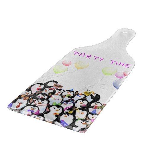 Happy Penguins Party voor kerstcadeautjes Snijplank (Hoek)