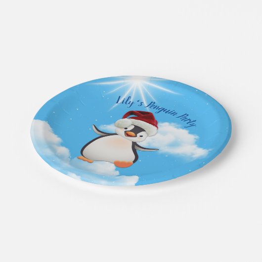 Happy Penguins, Santa-petten Papieren Bordje (Gekanteld)