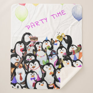 Happy Penguins Sherpa Deken - Aangepaste tekst