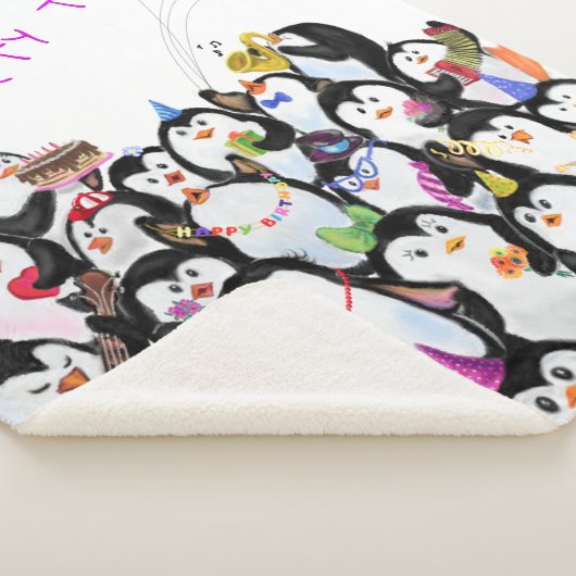 Happy Penguins Sherpa Deken - Aangepaste tekst (3/4)
