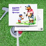 Happy pensioen opa golf thema briefkaart<br><div class="desc">Gelukkig pensioen opa golf thema briefkaart,  schattig opa beer en een welp beer spelen golf,  waardering cadeau voor grootouder van een jongen</div>