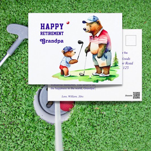 Happy pensioen opa golf thema briefkaart