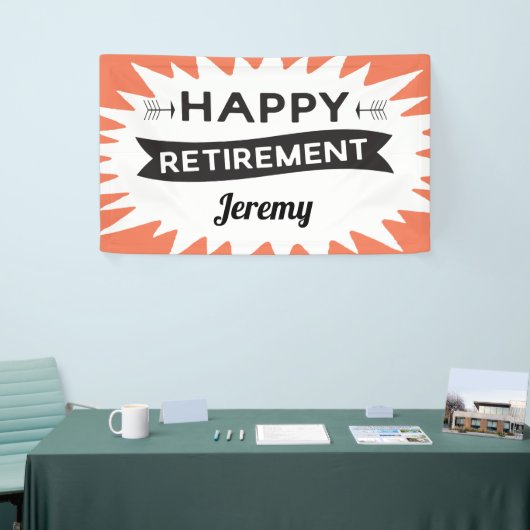 Happy Pensioen partij retro typografisch Spandoek (Beurs)