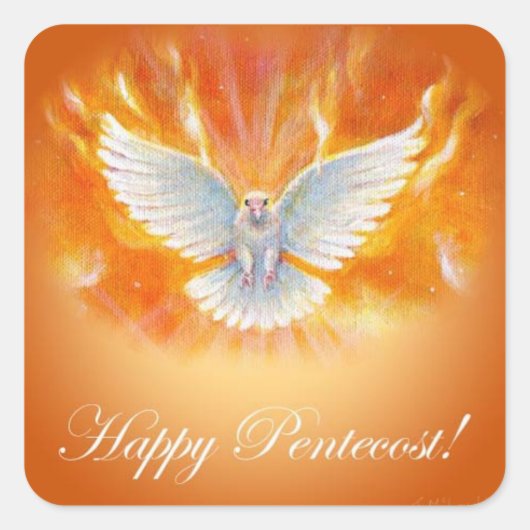 Happy Pentecost van Jenny McLaughlin Vierkante Sticker (Voorkant)
