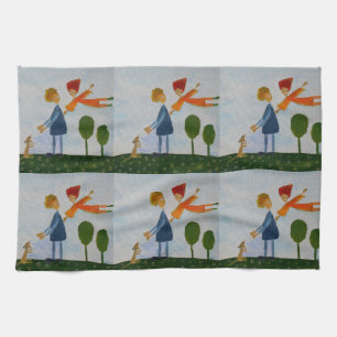 Happy People die thea-handdoek schilderen Theedoek