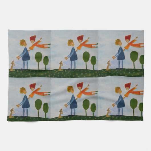 Happy People die thea-handdoek schilderen Theedoek (Horizontaal)